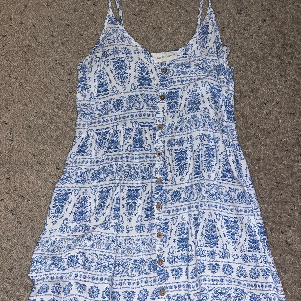 Ocean Drive Blue and White Floral Shirt
